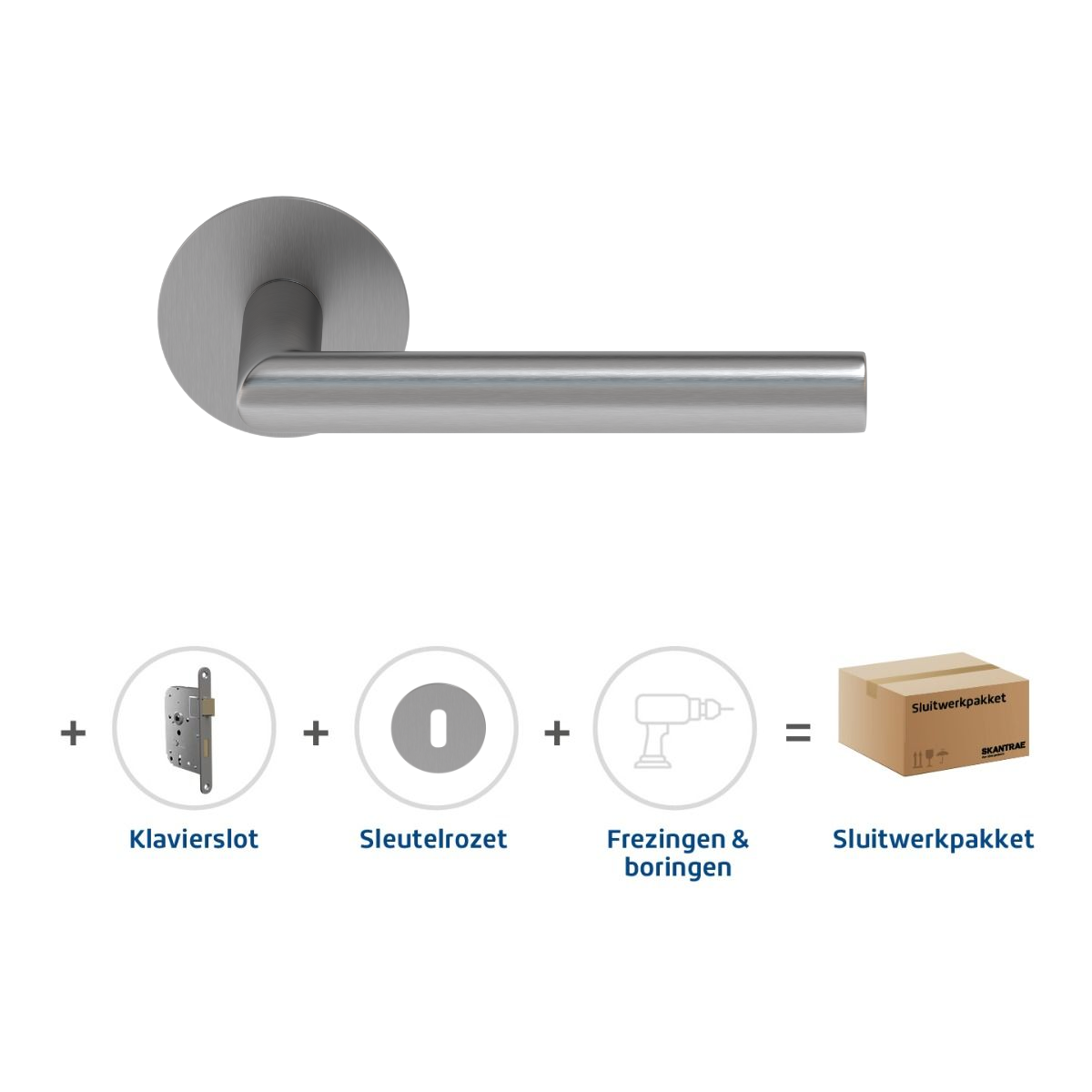 Sluitwerkpakketten met Deurkruk Orbit 19 Flat RVS
